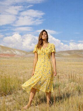 Christy Dawn | Dresses | Christy Dawn Piper Dress Linen White Blue Plaid  Midi M | Poshmark